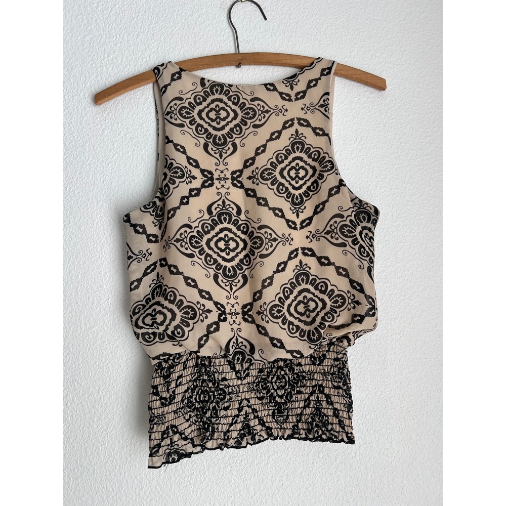 Papaya Sleeveless Tank Top Smocked Waist Boho Chic‎ Casual Blouse - Picture 4 of 4